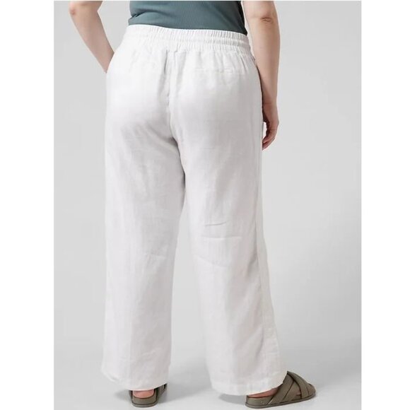 ATHLETA Cabo 100% LINEN PANTS Size 26 Pull on Wide Leg White Zip Pockets NEW - Picture 3 of 9